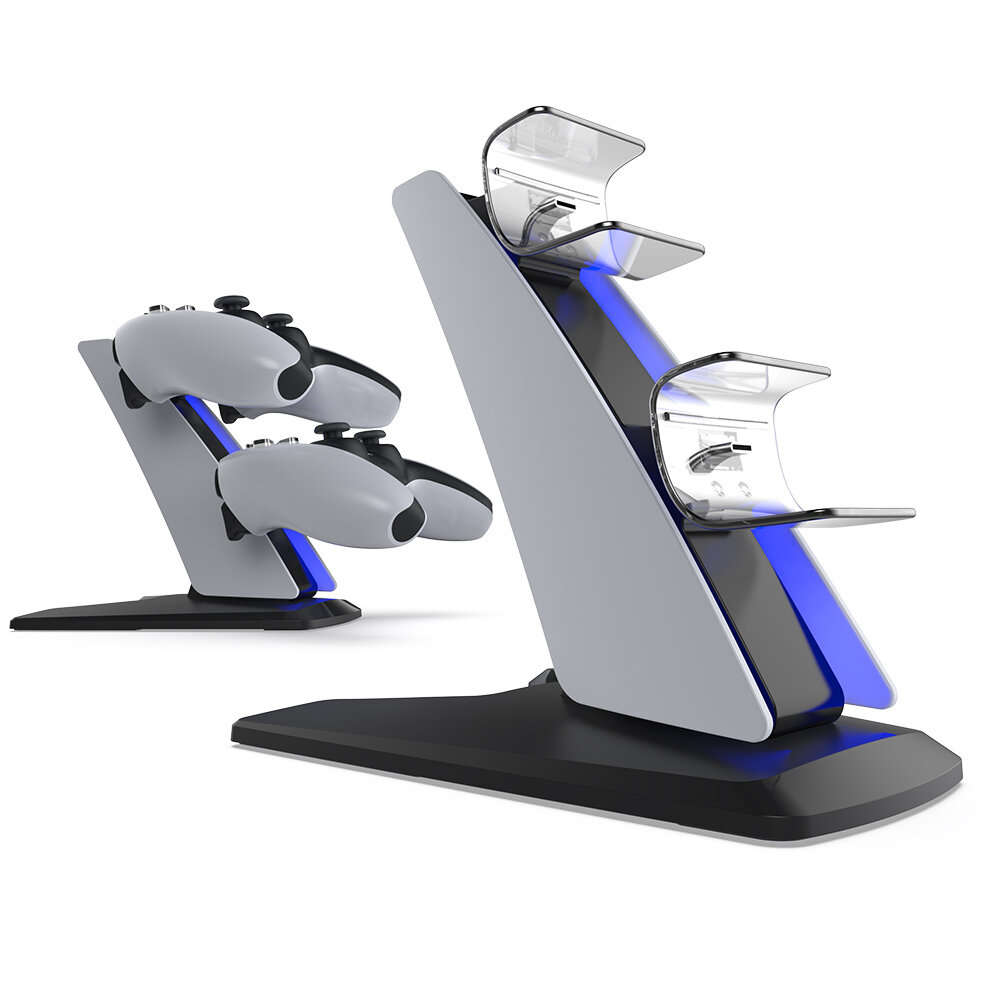 DOBE TP5-0585S Dual PS5 Fast Charger Bracket Wireless Game Controller Charging Stand with Blue Ambie