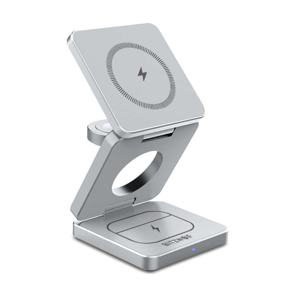 2PCS - BlitzWolf BW-iw30 3-in-1 Foldable Magnetic 15W Wireless Charger Fast Charging Station for iPh