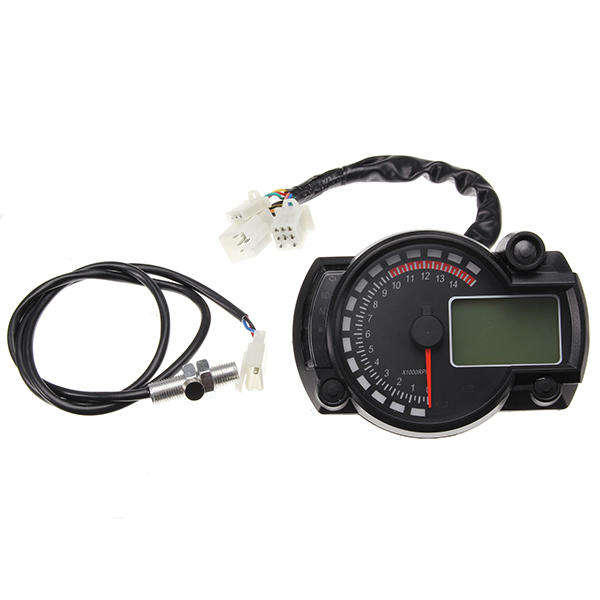 12V 15000Rpm Motorcycle Speedometer Odometer Adjustable Waterproof Lcd Digital