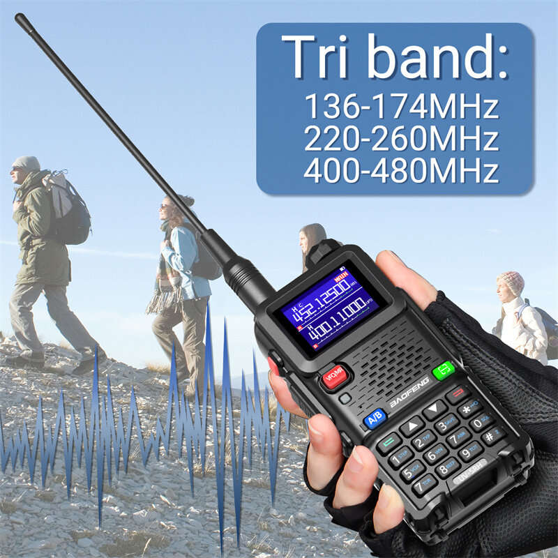 Baofeng UV-5RH 5W Tri-band EU Walkie Talkie 1.77inch Screen Large Range 2500mAh Type-C Rechargeable