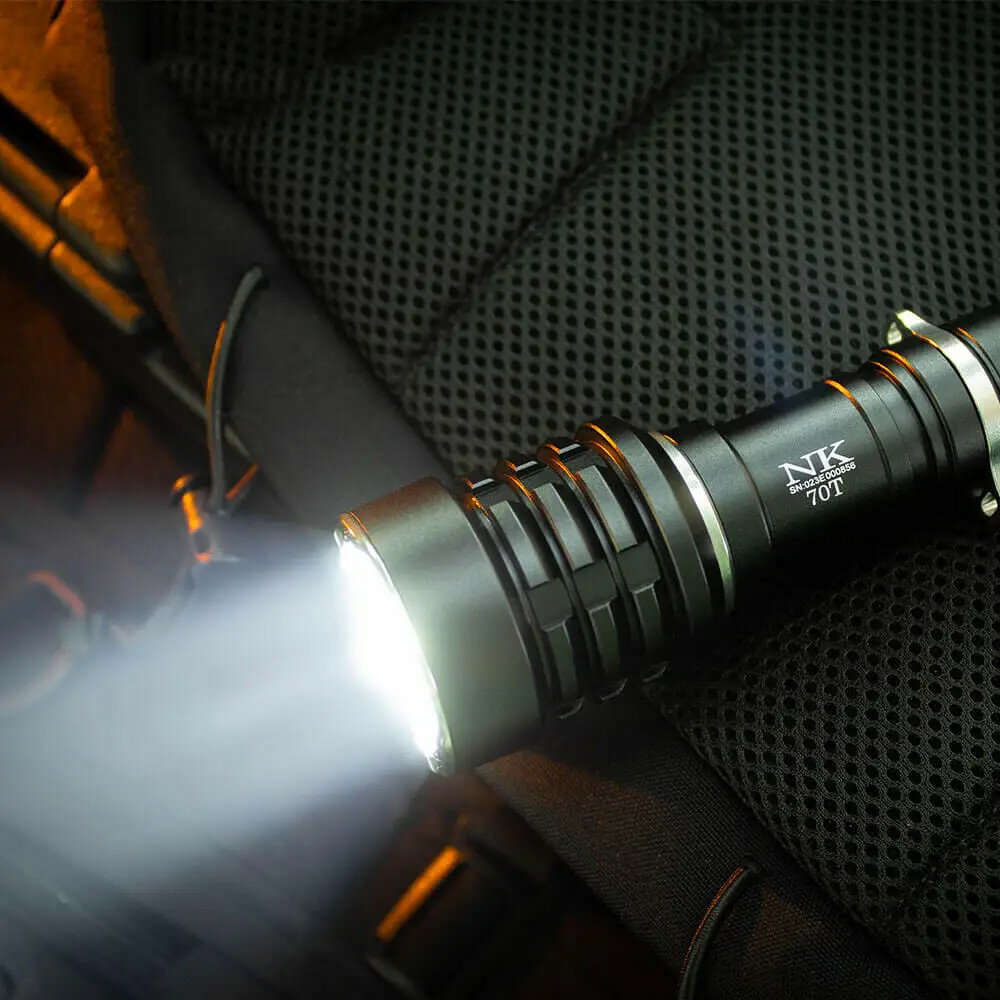 Black - Niwalker N70T 3500LM Tactical Flashlight 300M Thrower Type-C 21700 Battery Rechargeable Tact