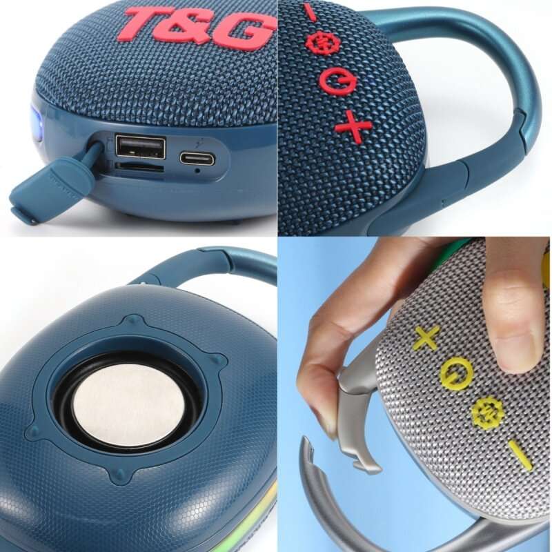 Grey - T&G TG447 Portable bluetooth 5.3 Speaker Wireless Speaker Subwoofer 45mm Drivers TWS 1200mAh