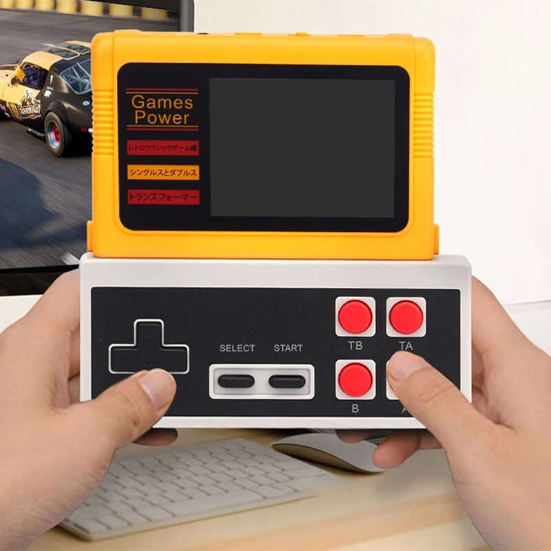 Yellow - K20 Portable Retro Game Console with Dual 2.4G Wireless Gamepad Built-in 1000+ Games 3.0inc