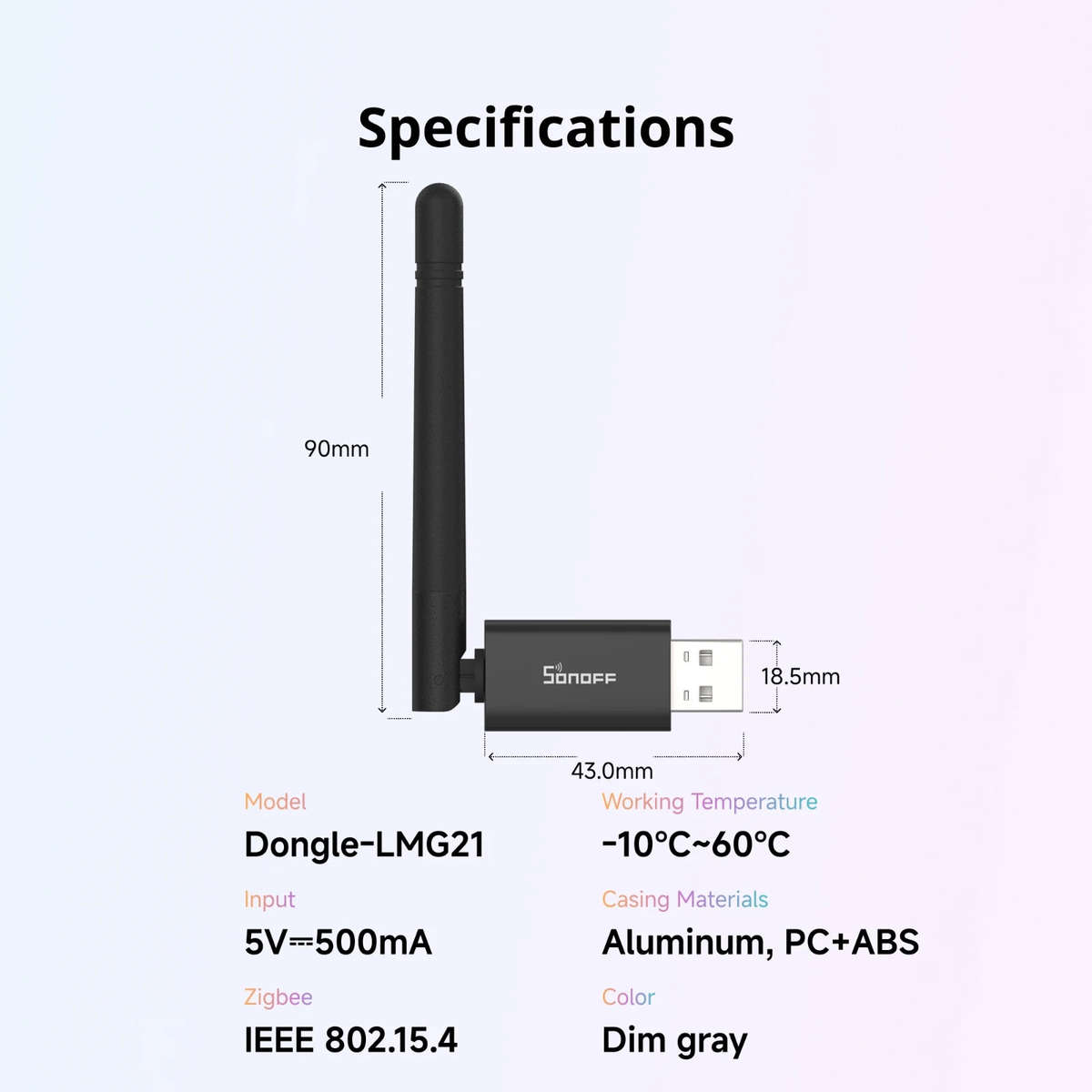 Dark Grey - SONOFF Dongle LMG21 Zigbe 3.0 Thread USB Dongle Multi-Firmware Support Adjustable Antenn