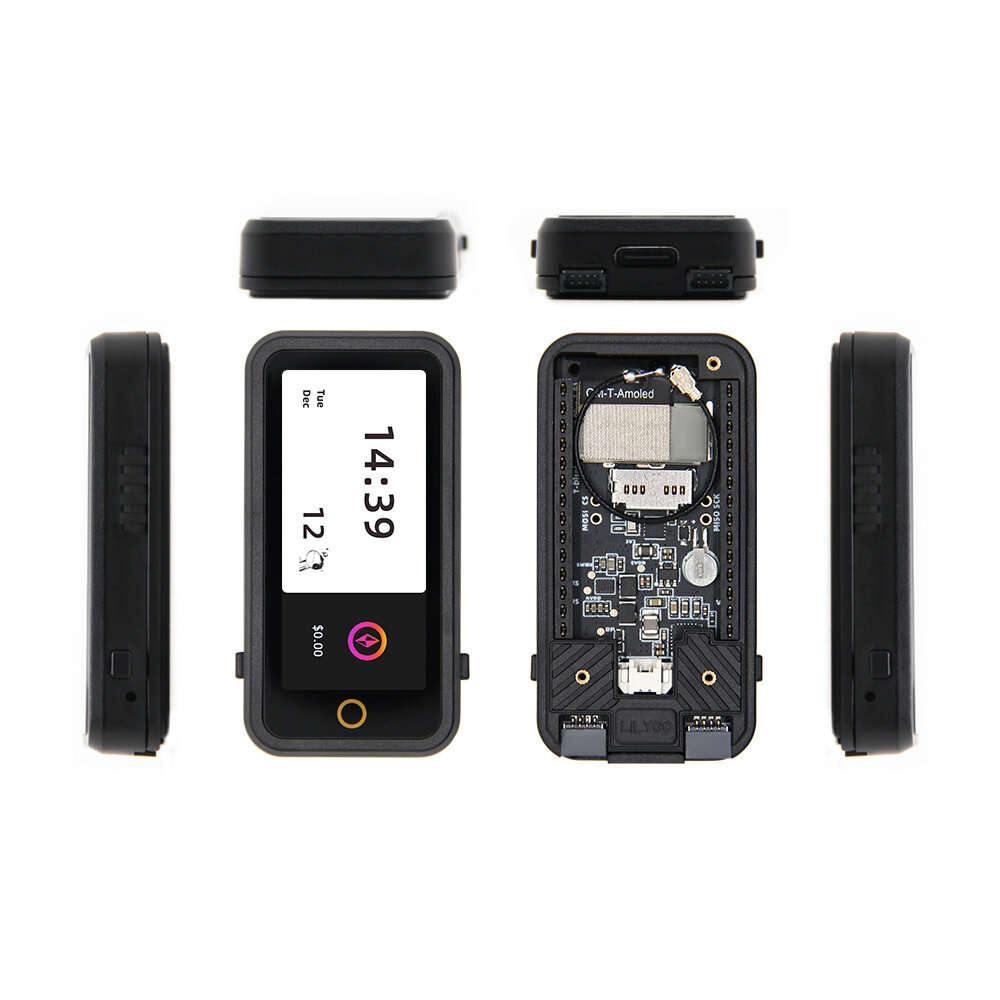 Black - LILYGO T-Display-S3 AMOLED Plus ESP32-S3-R8 Dual-Core IoT Development Board with 1.91 Inch D