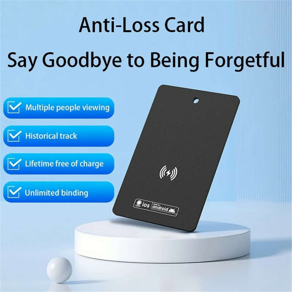 Black - Smart Mini Tracker Anti Lost Device for iOS / Android Item Global Tracking Card Shape Finder