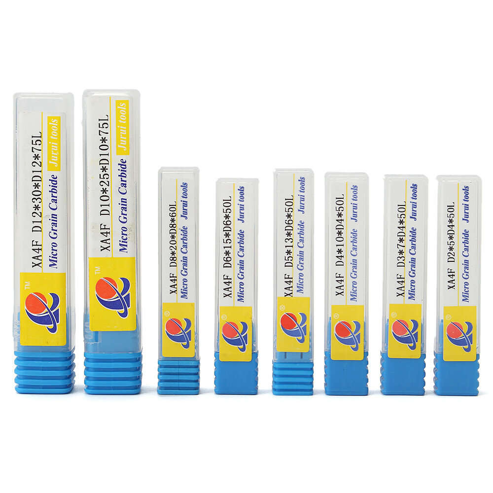 Carbide End Mill Set Tungsten Steel 8PCS 2-12mm 4 Flutes CNC Milling Cutter High Wear Resistance Hig