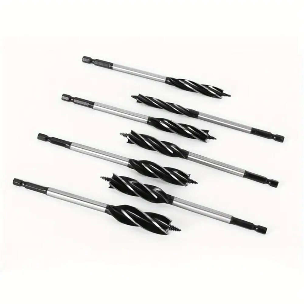6Pcs - LAVIE 6PCS 6.35mm Shank Twist Bit Auger Drill Bits 4 Flutes Drilling Cut 10-20mm Cutting Diam