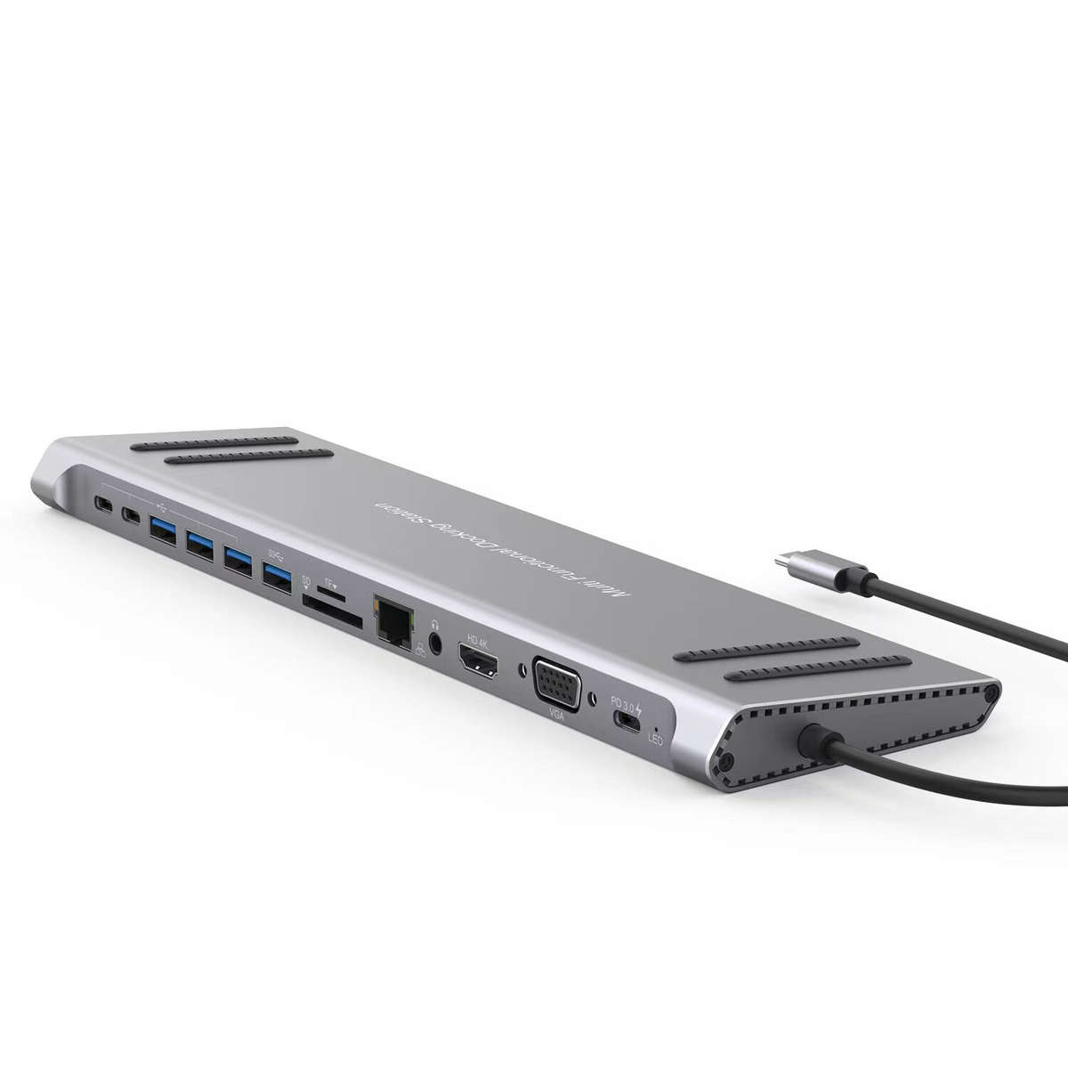 Silver - 13 in 1 USB C Docking Station Network Hub with VGA PD 3.0 USB-C RJ45 10/100Mbps Laptop Stan