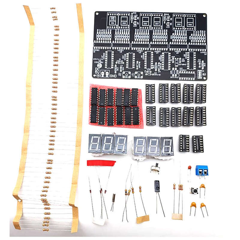 With Shell - 6 Digits DIY Clock Kit Auto Display Time DIY Alarm Clock Soldering Practice Kit for Stu