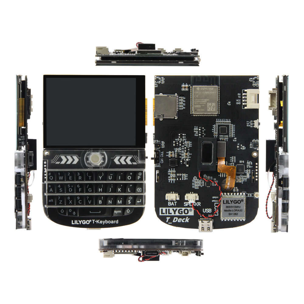 Black - LILYGO T-Deck ESP32-S3 LoRa 2.8 inch LCD Development Board LoRaWAN Long Range 433MHz 868MHz