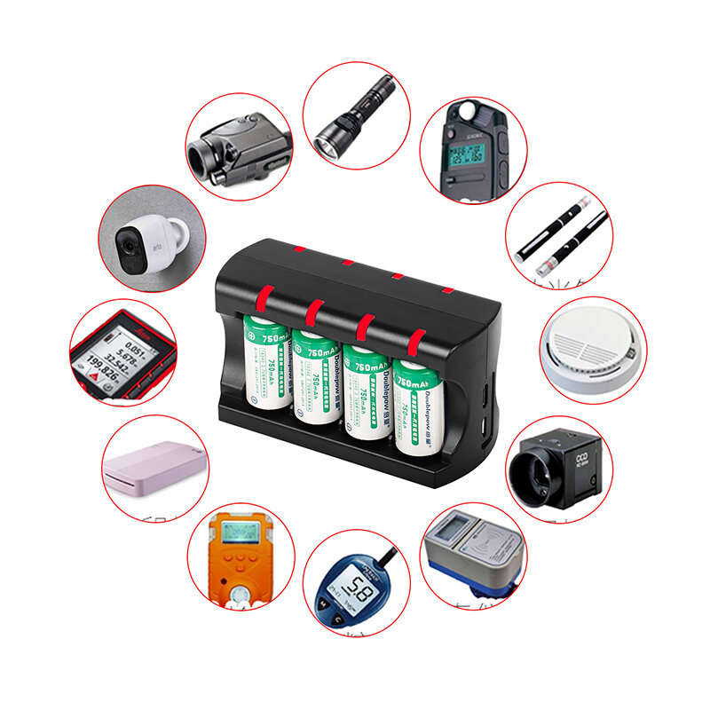 Sheingka RCR123A Battery 8-slot Charger Charging Base Can Charge 8pcs 16340 16350 Battery
