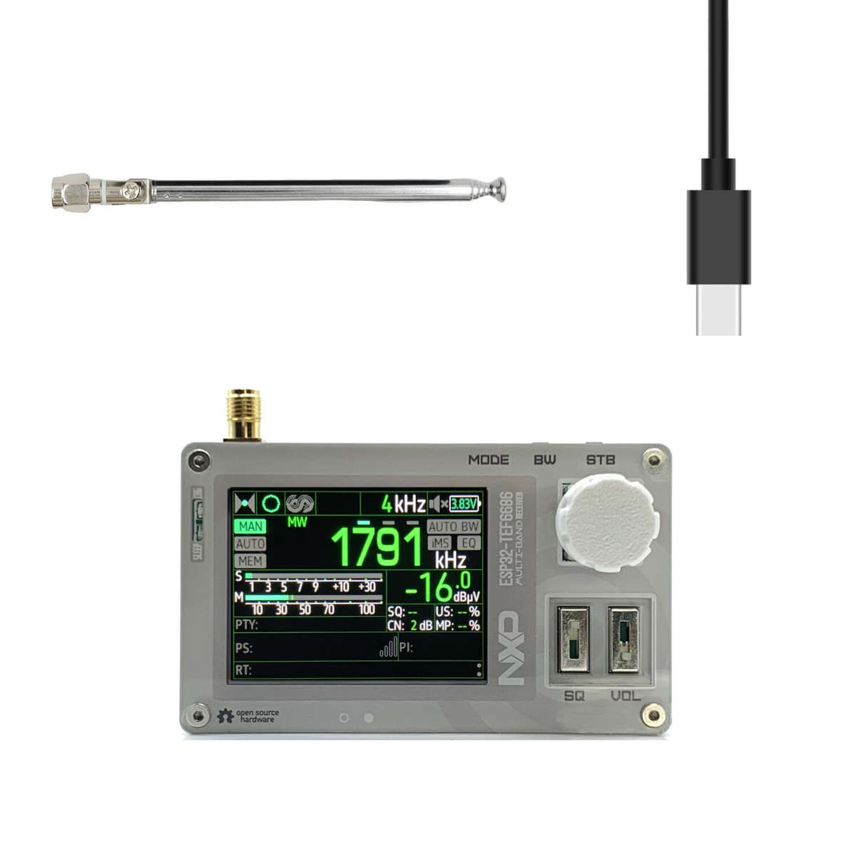 Black Loop Antenna Version - AMNVOLT C3 Mini TEF6686 DSP Radio ESP32 Chip Full Band Radio FM/LW/MW/S