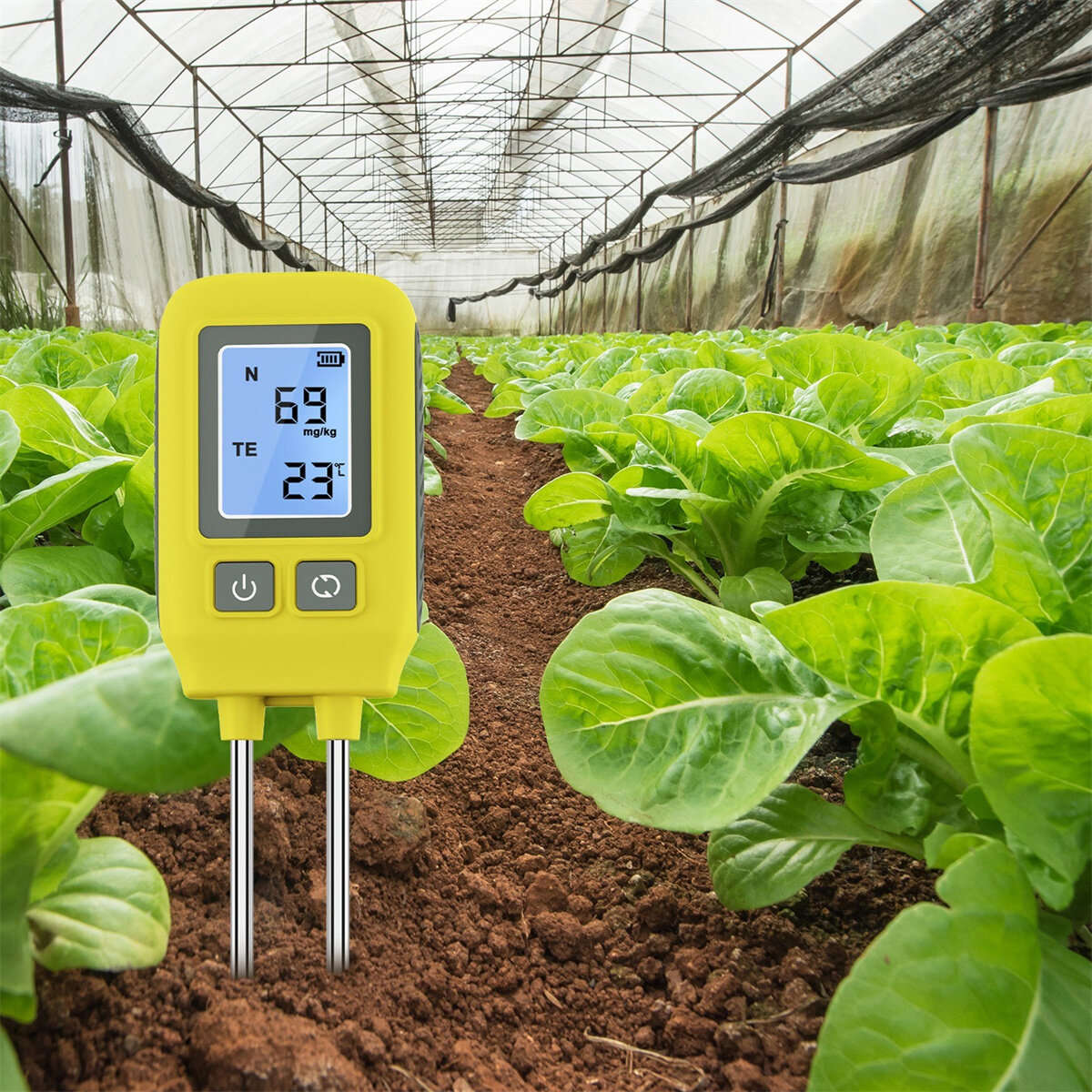 Yellow - 4in1 Soil Tester N/P/K Tester Digital LCD creen -10 to 80 Temperature Meter High Accuracy S