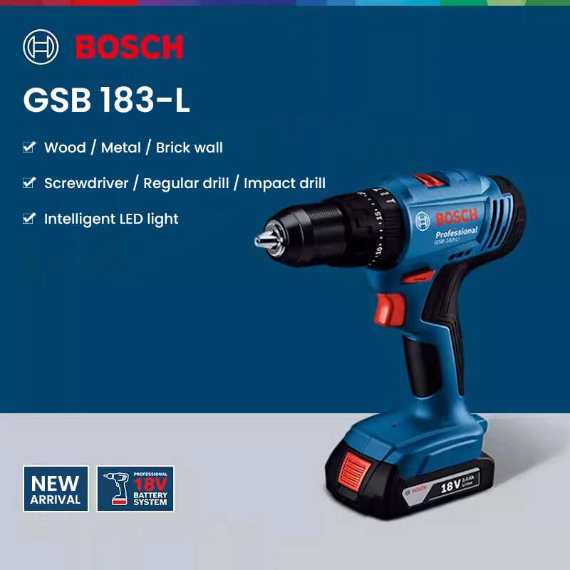 Without Battery - GSB 183-L for Bosch Cordless Impact Drill 18V Brushed Motor 56Nm Torque LED Light