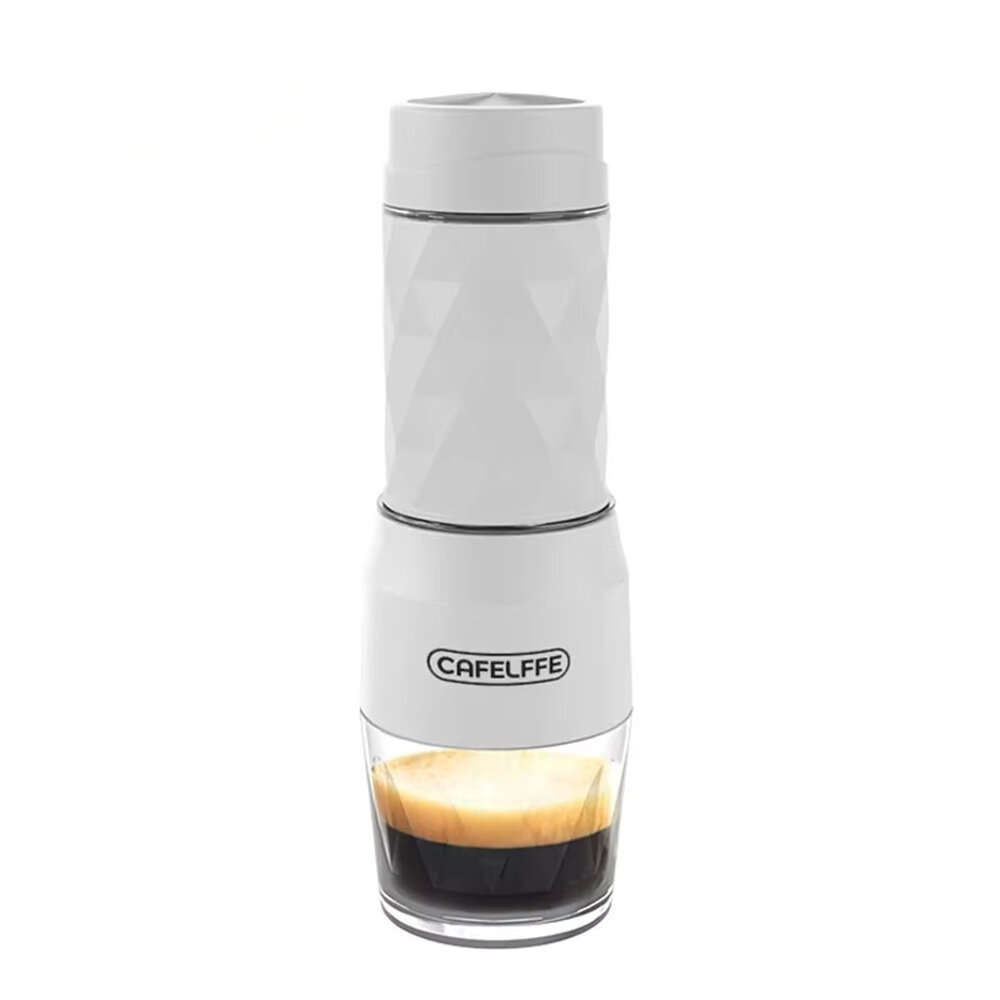 White - CAFELFFE 3 -in-1 Portable Coffee Machine Hot/Cold Water Manual Espresso Maker For Capsule &