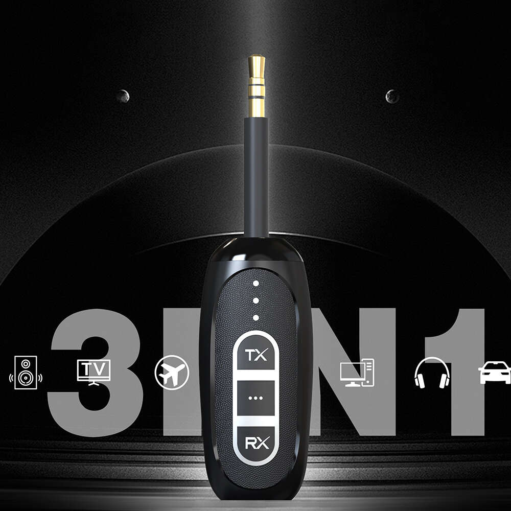 3pcs-Black - BlitzWolf BW-LE515 3 in 1 bluetooth Audio Adapter Transmitter Receiver Broadcast Wirele