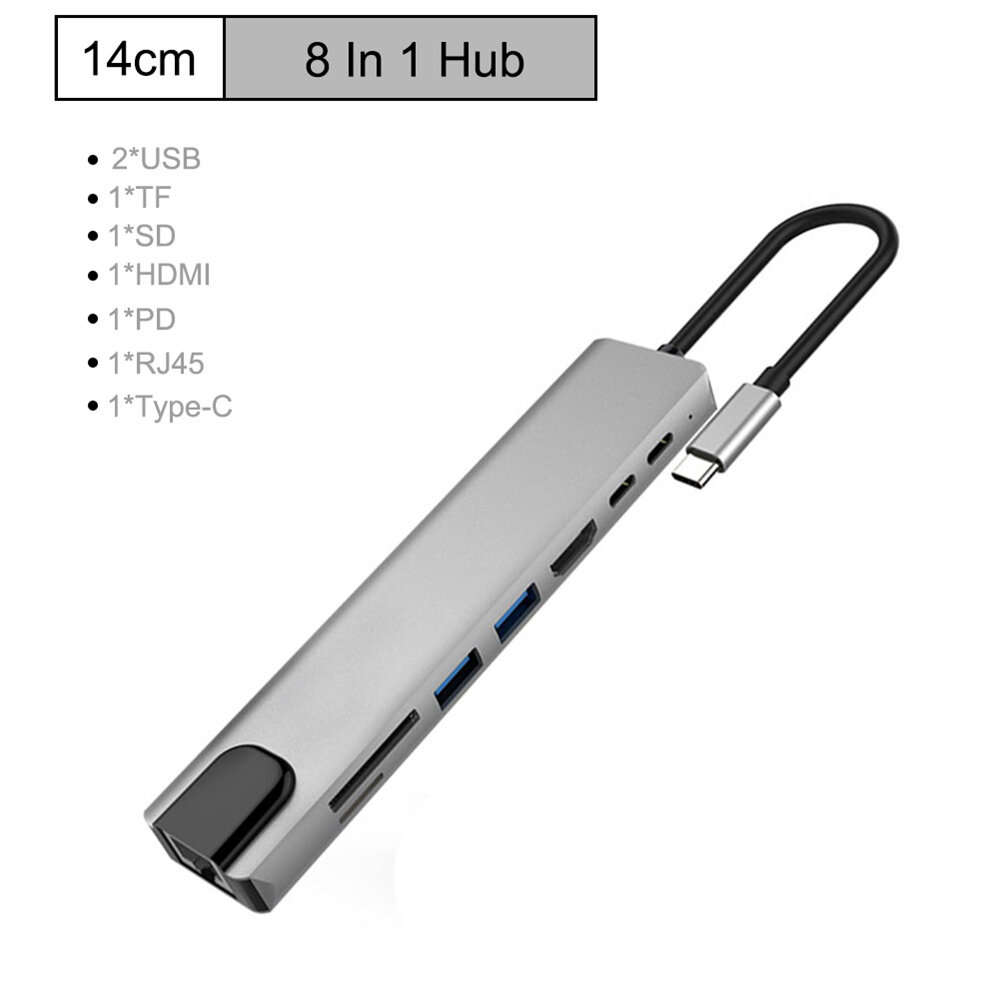 Bakeey PB-C7366 8-in-1 USB-C Hub Docking Station Adapter With 4K HDMI HD Display / 87W USB-C PD3.0 P
