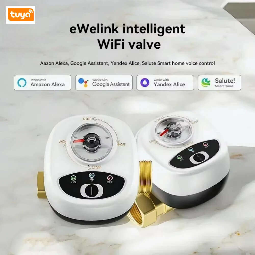 DN25 - Tuya WiFi Smart Water Valve APP Remote Control DN15/20/25 Timing & Voice Control Work With Al