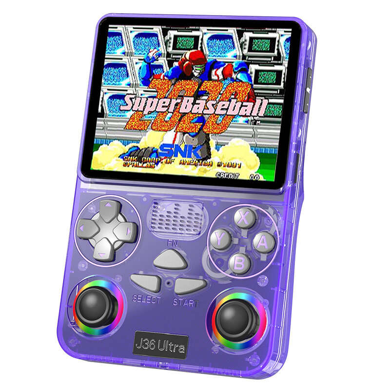 Transparent Black - [128G] J36Ultra Handheld Game Console 3.5-inch Screen with RGB Joystick 8-Core A