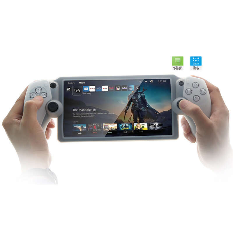 White - DOBE for PlayStation Portal Full Coverage Silicone Case PS5 Streaming Handheld Soft Protecti