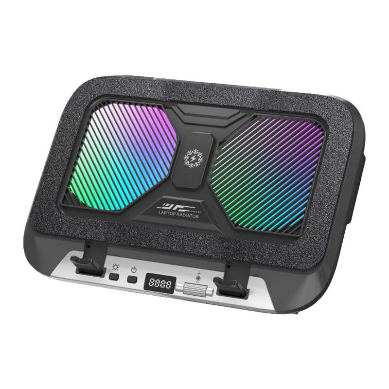 Black - Z36C Laptop Cooling Stand Dual 14cm Fans 100 Speed Adjustable 5 Angle Tilt RGB Lighting Seal