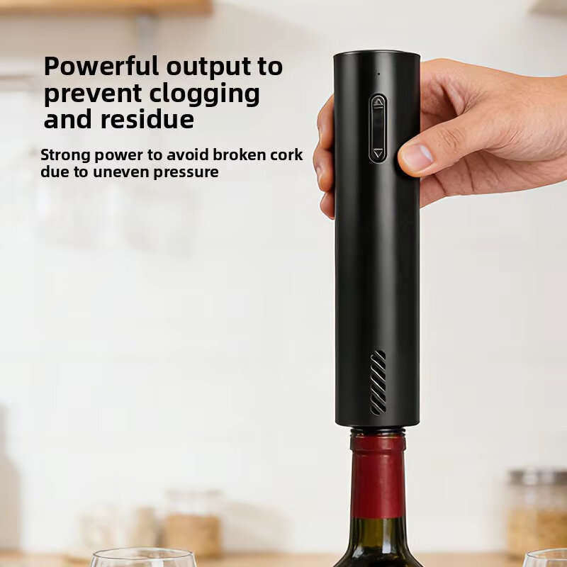 Black - Comfook USB Rechargeable Household Electric Wine Bottle Opener 8s Auto Uncork 2-Buttons Cont