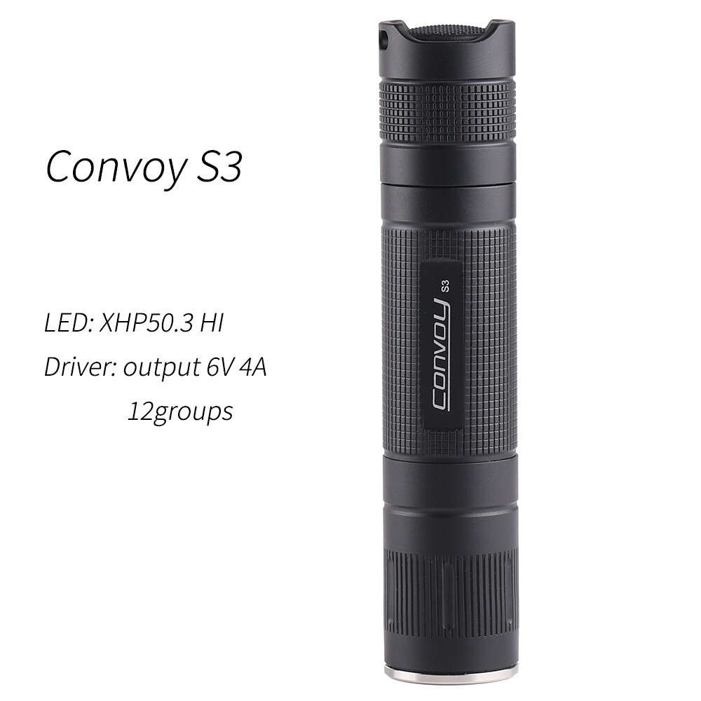 3000K - Convoy S3 XHP50.3 HI 12-group Modes EDC LED Flashlight 18650 Battery For Camping,Bicycle Wor