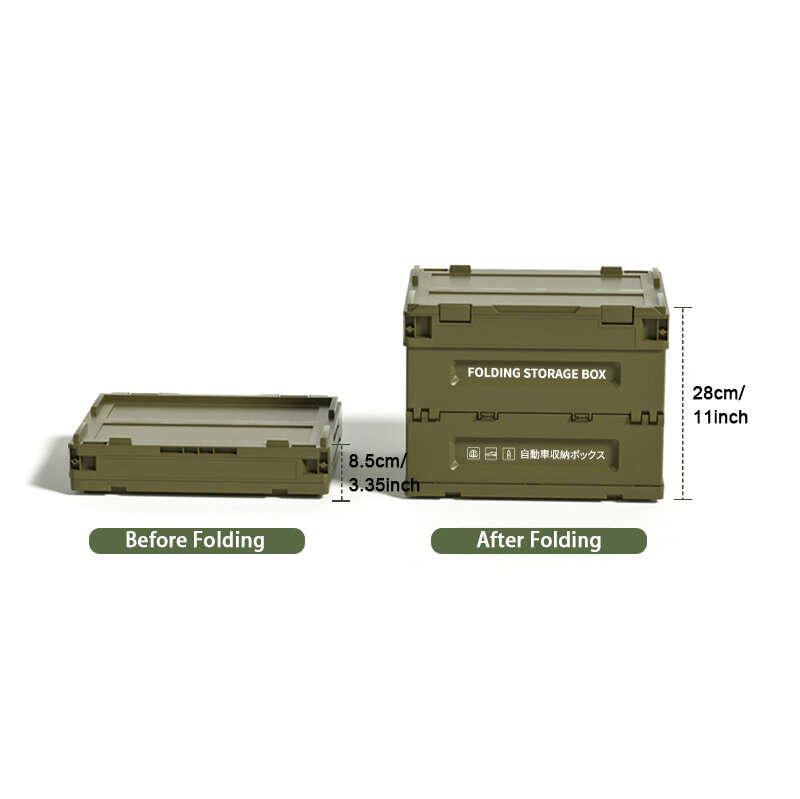 Army Green - Xmund Foldable Storage Box, Car Trunk Sundries Storage Container, Outdoor Camping And H