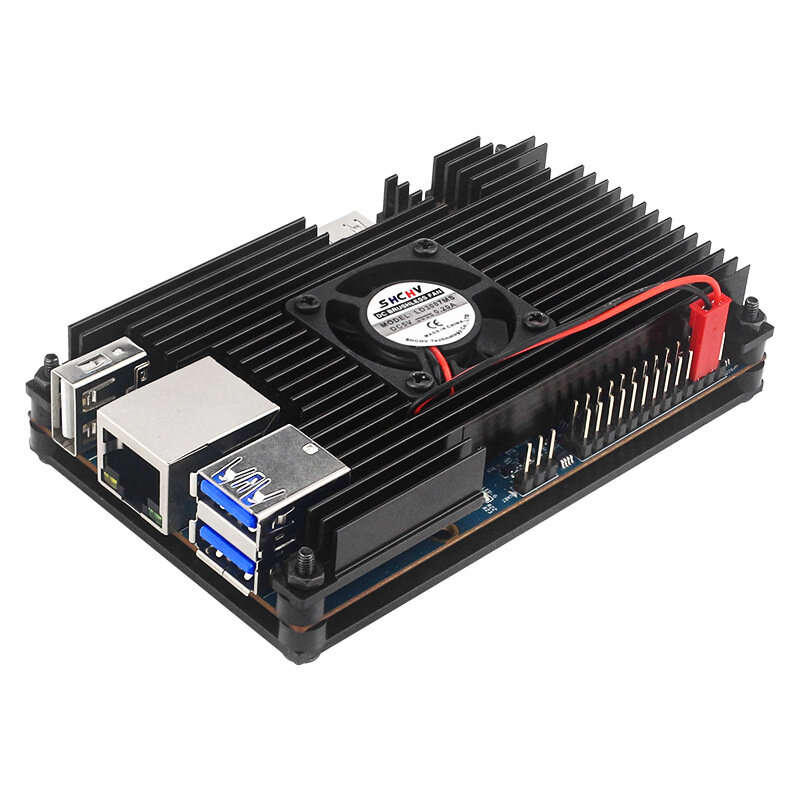 5/5B - Orange Pi 5 Aluminum Alloy Case with Cooling Fan Active Passive Cooling Radiator with Heatsin