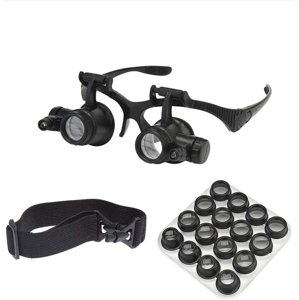 2.5X 4X 6X 8X 10X 15X 20X 25X Double Eye Loupe Head Wearing Head-Mounted Repair Jeweler Watch Clock