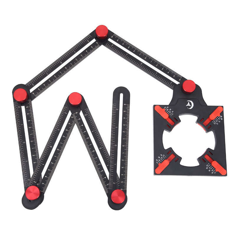 6 Folding Aluminum Alloy Ruler Multi-Angle Measurement Tool Tile Positioning Hole Opener Mold Templa