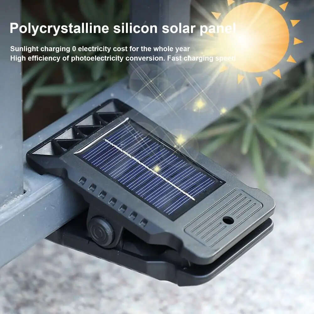 Black - IPRee 3 Mode Solar Clip Lights IP65 Waterproof Super Bright Motion Sensor Lights Energy Cons