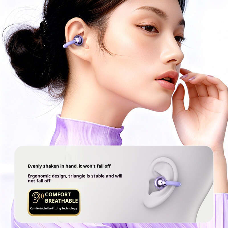 White - TS63 TWS Earclips Earbuds Wireless bluetooth 5.4 Earphone with Power Display 360 ACS Panoram