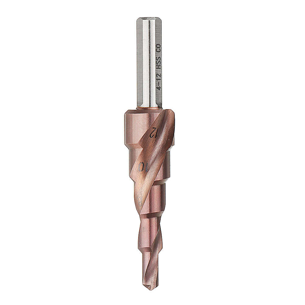 4-32mm - Drillpro HSS-Co M35 Cobalt Step Drill Bit Triangle Shank 4-12/4-20/4-32mm Spiral Flute Step