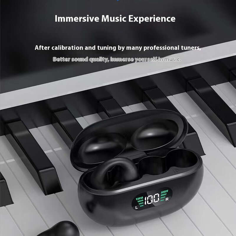White - Wireless bluetooth Earphone HiFi Sound HD Calls 36H Playback LED Digital Display Low Game De