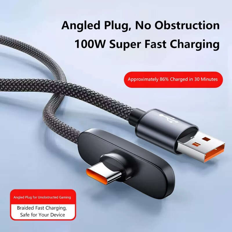 2M - 6A 100W USB-A to Type-C Cable Fast Charging Data Transmission Thickened Copper Core Line 1M/1.5