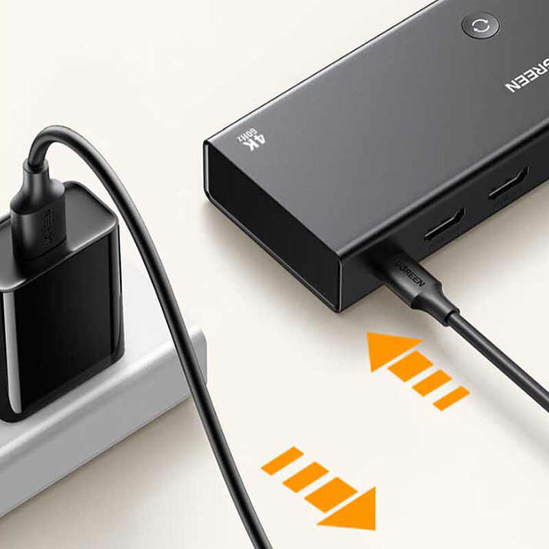 Black - UGREEN CM600 HD Switch Splitter 4K at 60Hz 5 In 1 Out HD Switcher with Remote Control for PS