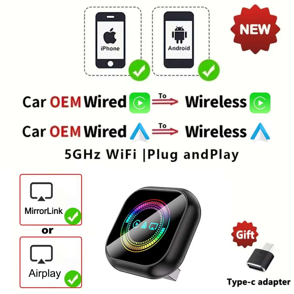B for ip - LAESD Q1AQ 3in1 Wireless CarPlay Android Auto Adapter MirrorLink / AirPIay Screen Mirrori
