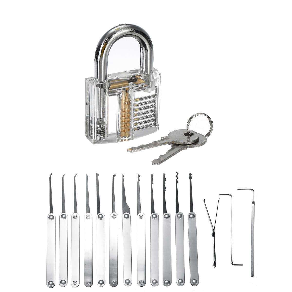 25PCS Unlocking Locksmith Practice Lock Pick Key Extractor Padlock Lockpick Tool Kits
