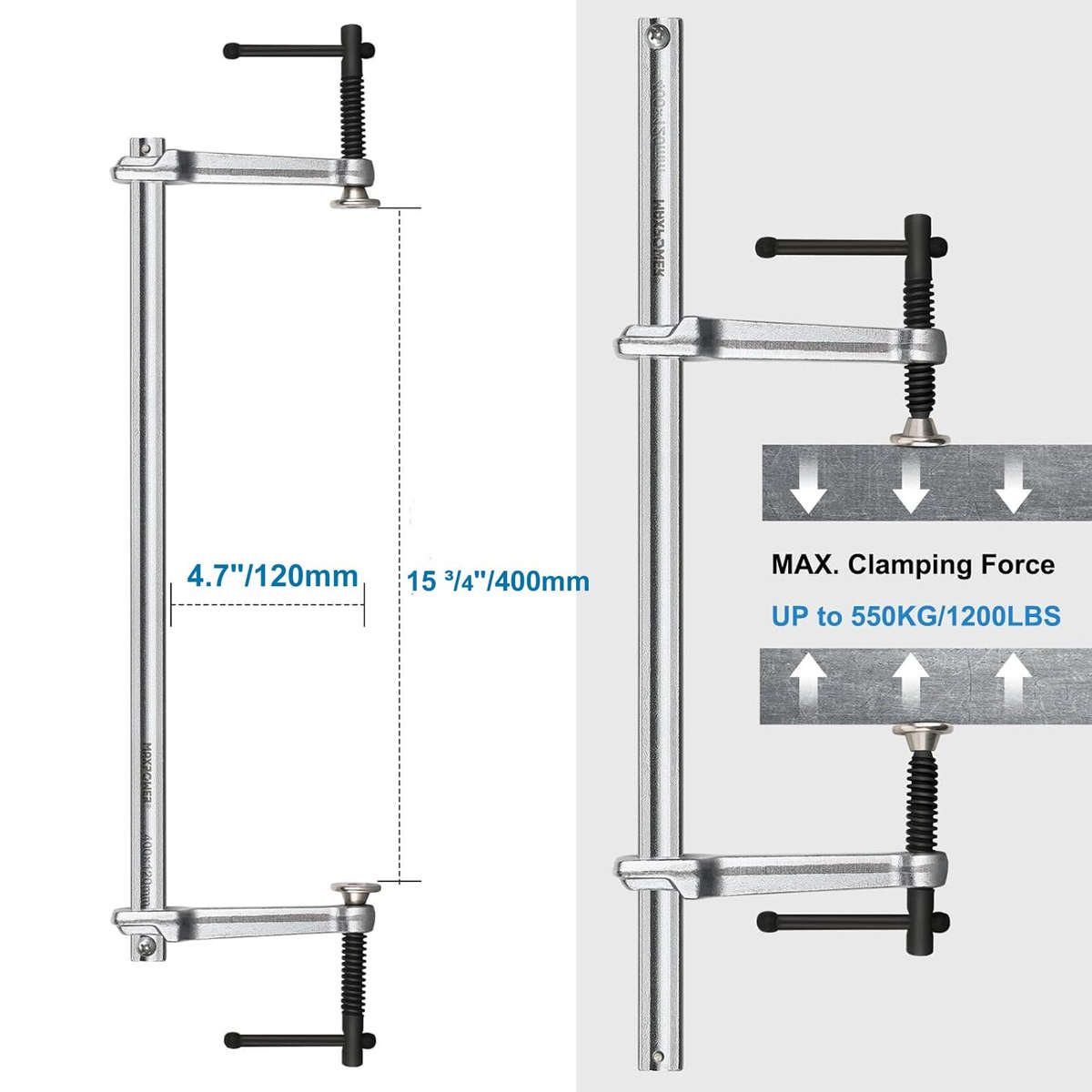 1 PC - Multifunctional F Clamp 300x80mm Double Force Welding Bar Clamp 1200 Pounds Clamping Force Ch