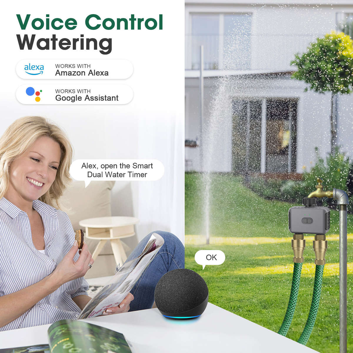 SGW08MZ +WG05 - SGW08MZ Tuya Zigbe 2 Zones Smart Irrigation Timer Digital Programming Watering Sched