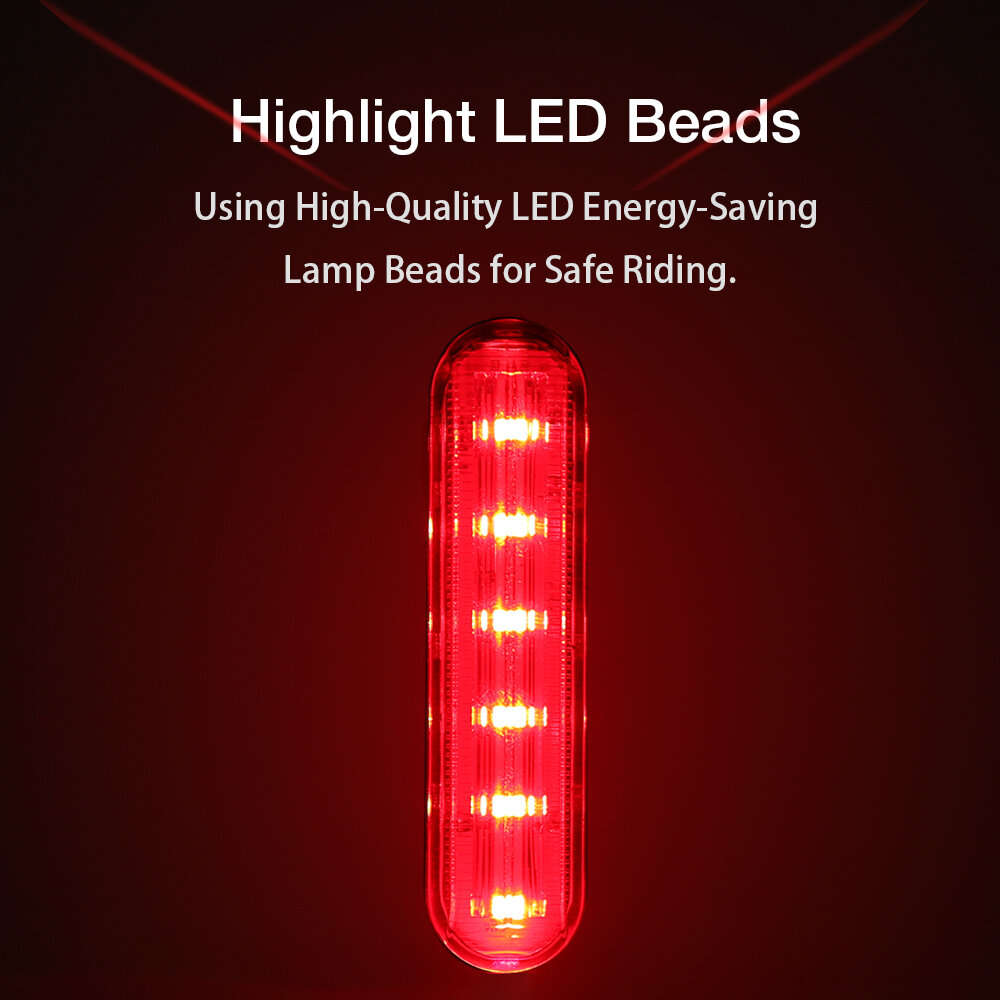 1pcs - LAOTIE LS80 Smart Brake Sensor Bike Taillight 500mAh Battery 6 Light Modes Type-C Rechargeabl