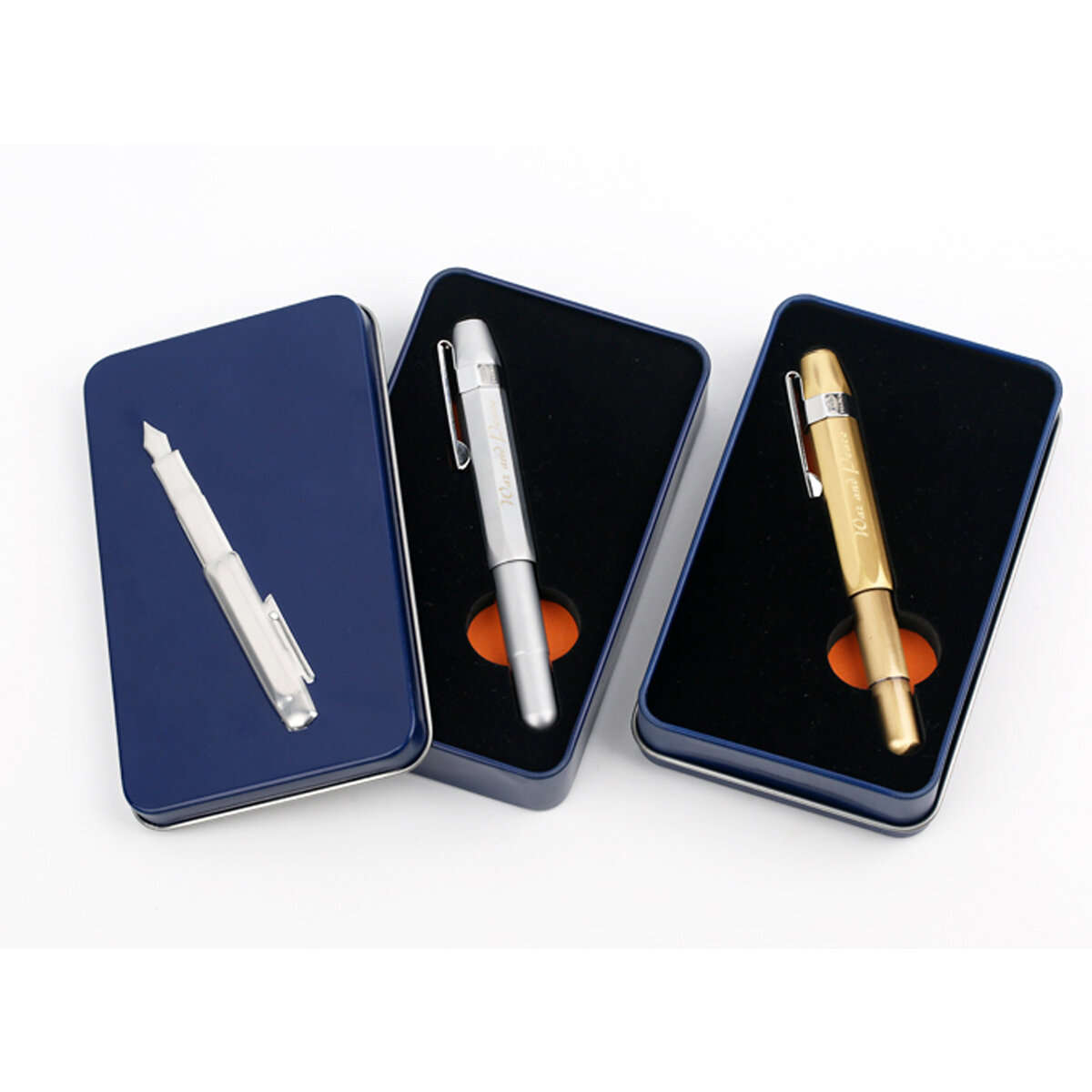 Metal Fountain Pen Short Smooth Calligraphy Writing Pen Ink Gel Pen with Iron Case Gift for Students