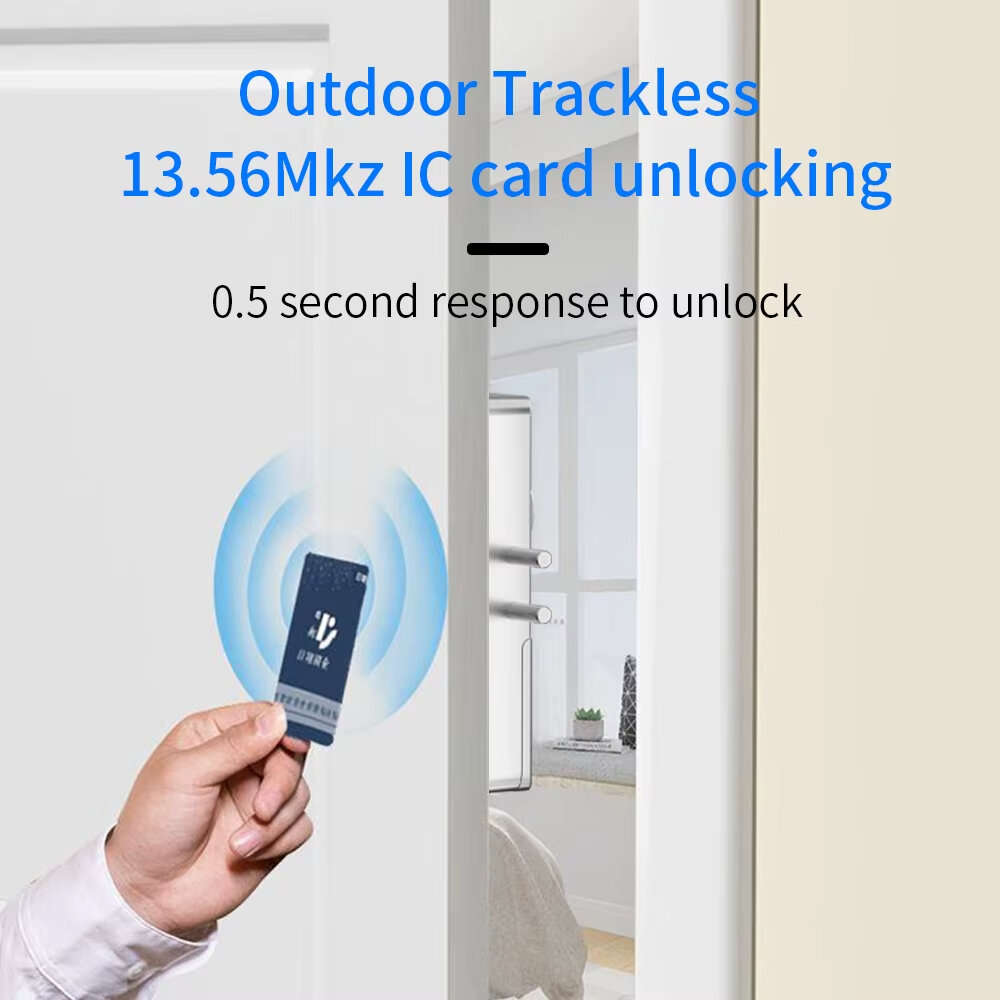 Silver - Tuya APP Remotely Control IC Card Lock Invisible Automatic Motor Bolt Lock For Home Wooden