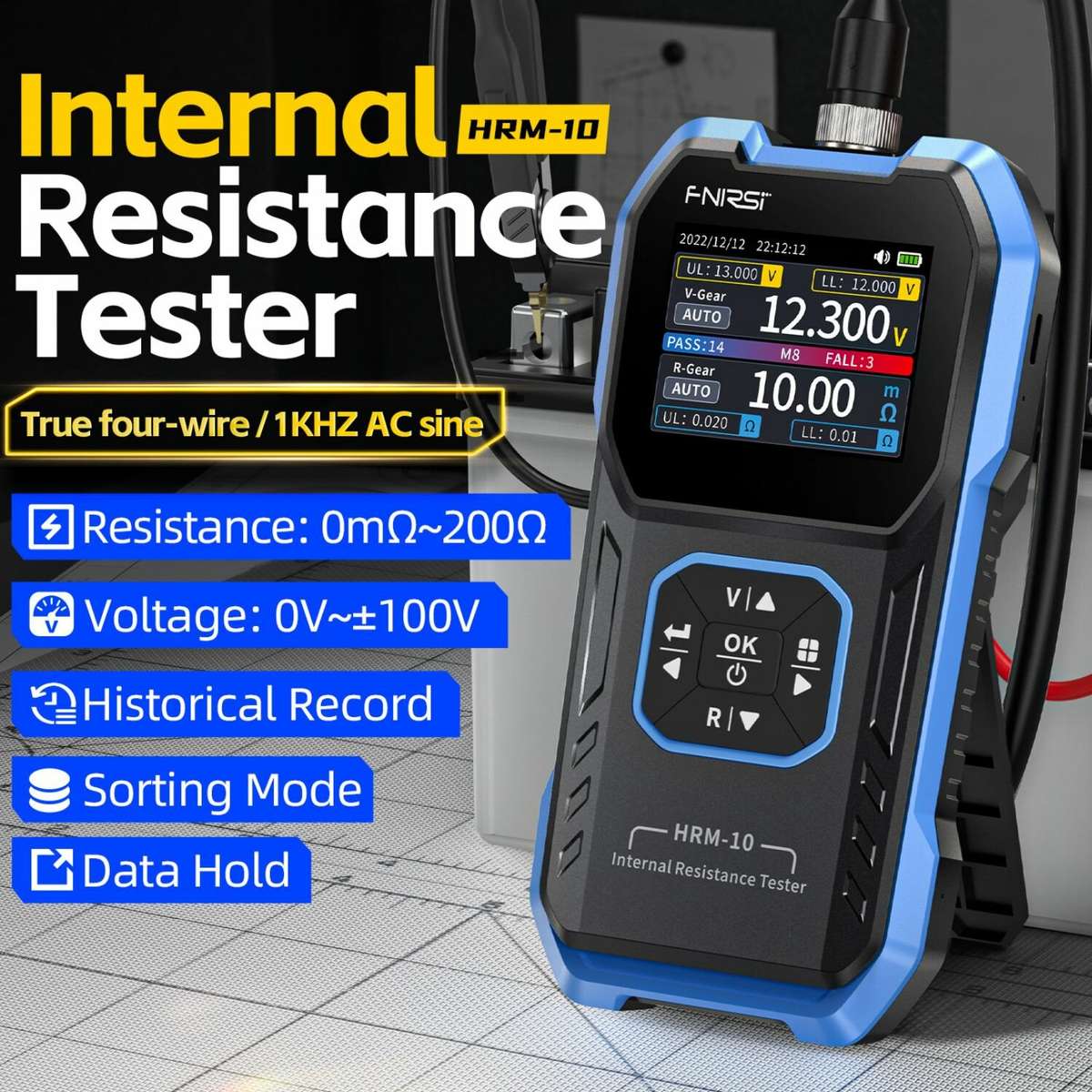 Blue - FNIRSI HRM-10 Battery Voltage Internal Resistance Tester 18650 High-precision AC Acid Lithium