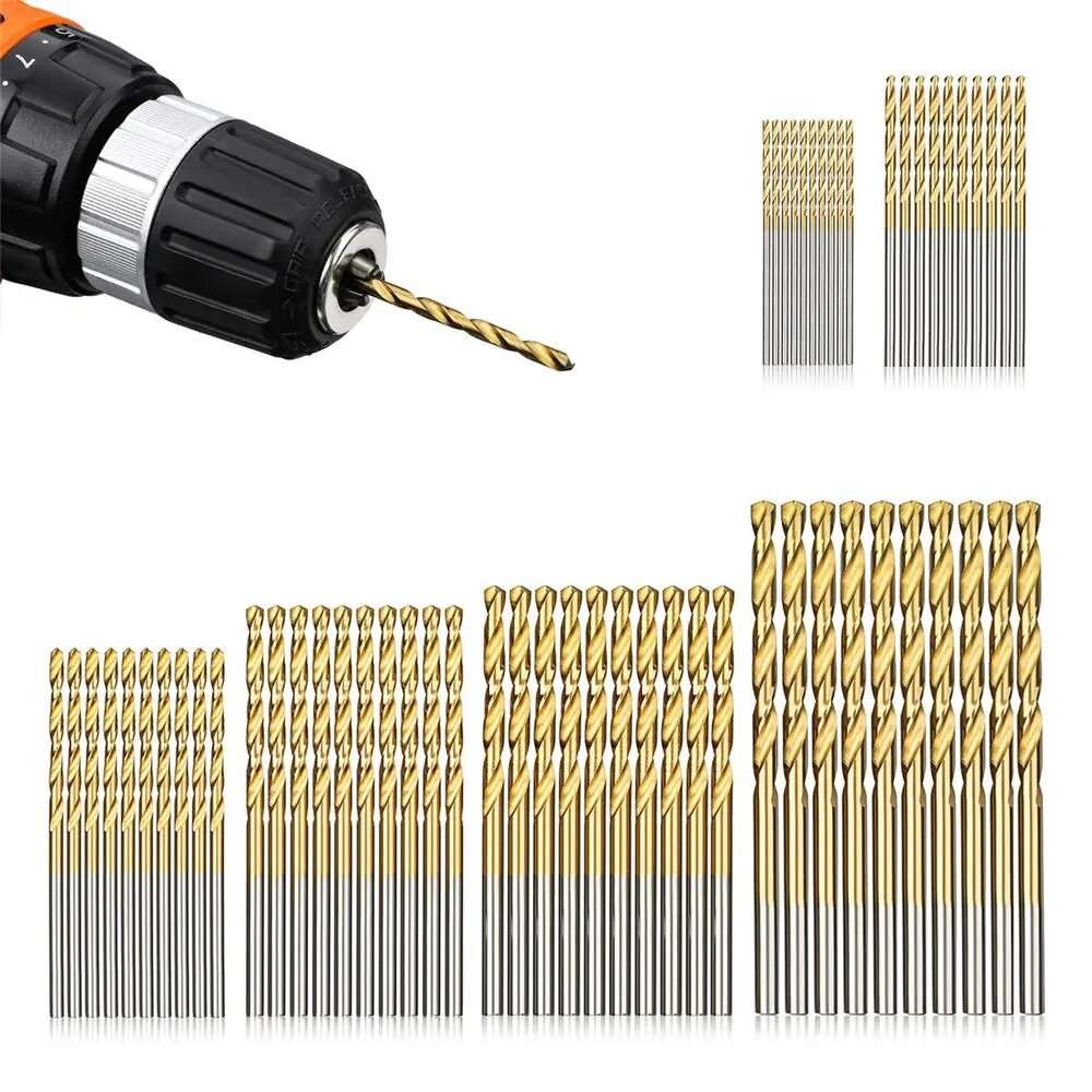 60PCS 1/1.5/2/2.5/3/3.5mm High Speed Steel Twist Drill Bit Professional Titanium Coated Drill Bit To