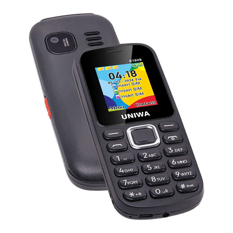 Blue - UNIWA E1808 Mini 2G GSM 1.77-inch Three Cards Three Standby 800mAh FM Big Button Built-in Fla