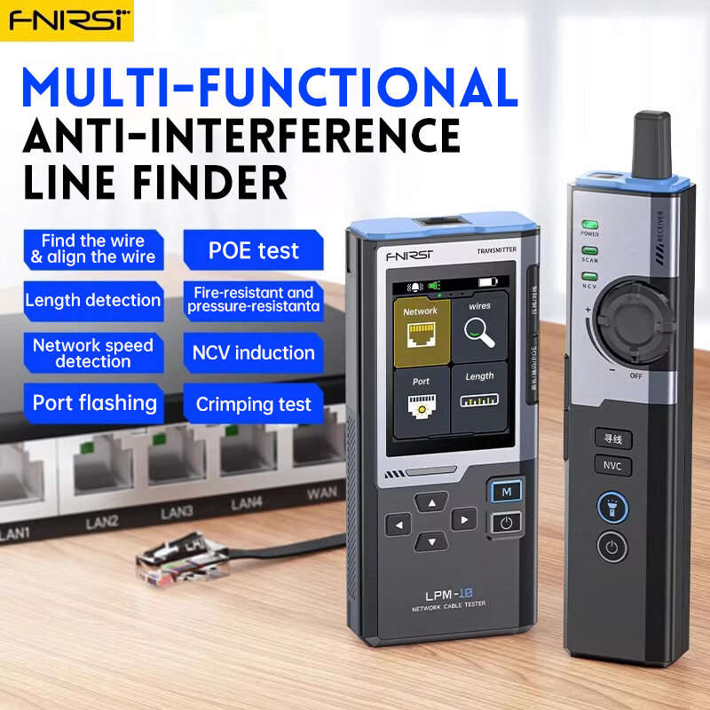 Black - FNIRSI LPM-10A Multifunction Network Cable Tester Anti-Interference Line Finder POE Test NCV