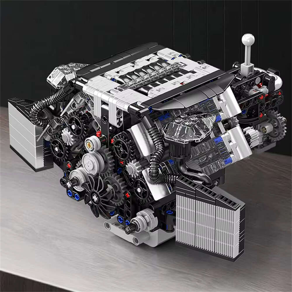 Silver - Mould King 10230 Technical Car Engine Toys The Motorized A8 Car W12 Twin Turbo Engine Build